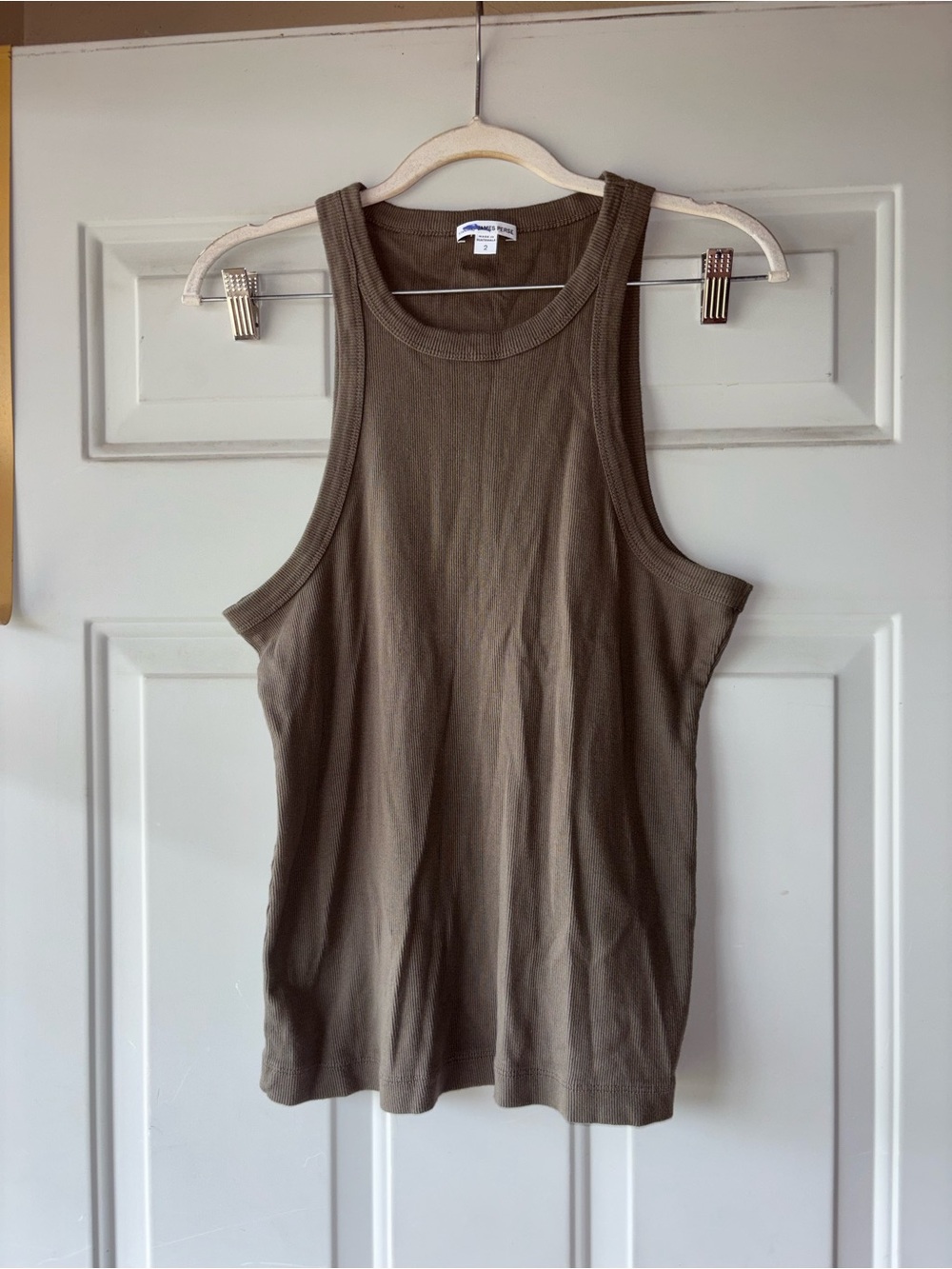 James Perse olive/brown ribbed tank size 2 (M)
